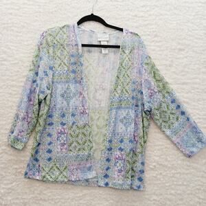 Cardigan Open Floral Lavender Patchwork Academia Coastal Grandma Resort Size L